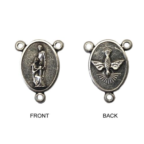 ROSARY CENTRE DOVE/HOLY FAMILY 14MM SILVER