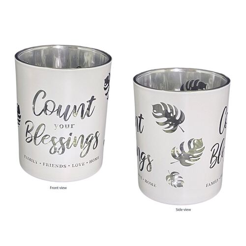 GLASS VOTIVE CANDLE HOLDER - COUNT YOUR BLESSINGS
