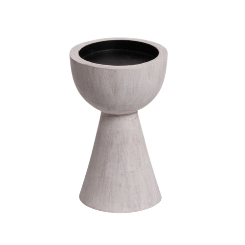 PILLAR CANDLE HOLDER WHITEWASH WOOD