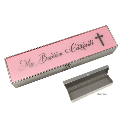 BAPTISM CERTIFICATE HOLDER PINK