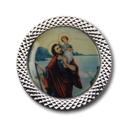 CAR PLAQUE MAGNET ROUND St Christopher (Large)