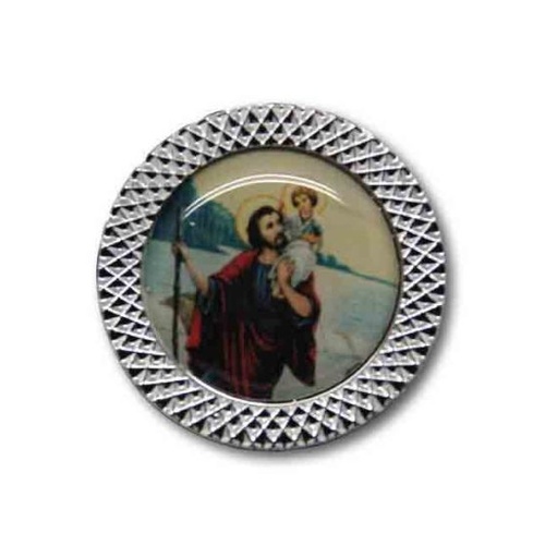 CAR PLAQUE MAGNET ROUND St Christopher (Small)