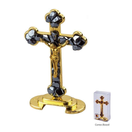 CRUCIFIX STANDING GEM HEMATITE