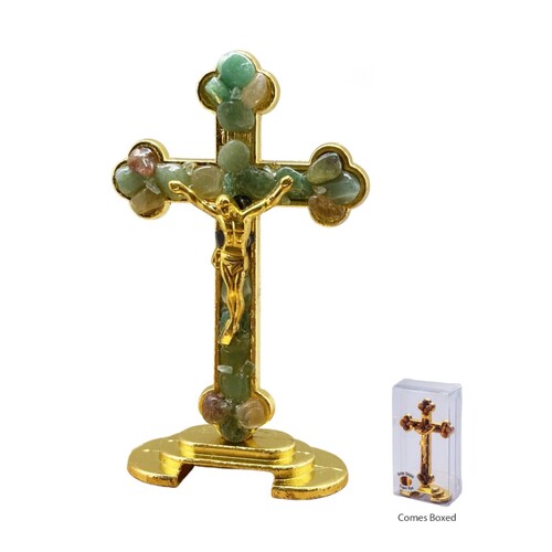 CRUCIFIX STANDING GEM AGATE