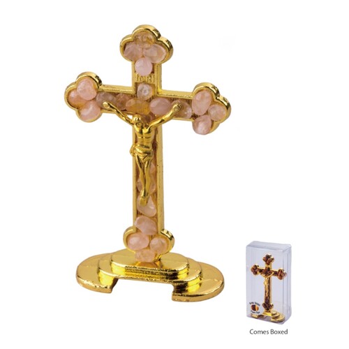 CRUCIFIX STANDING GEM QUARTZ