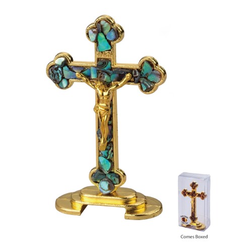 CRUCIFIX STANDING GEM SEA SHELL