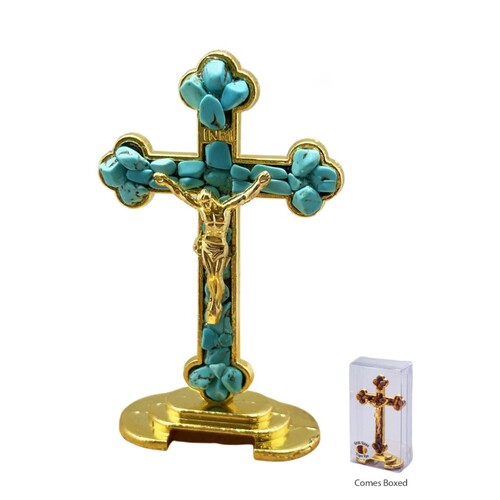 CRUCIFIX STANDING GEM TURQUOISE