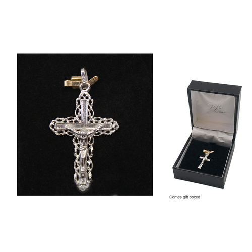 CRUCIFIX STERLING SILVER FILIGREE 20MM