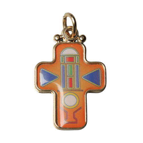 COMMUNION CROSS ORANGE ENAMEL3D  **Limited Stock**