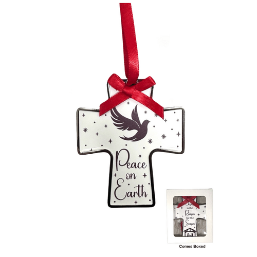 CROSS CHRISTMAS ORNAMENT - PEACE ON EARTH