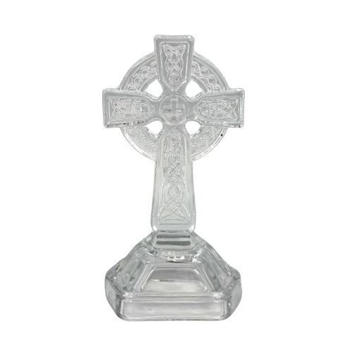 GLASS STANDING CROSS CELTIC 175MM