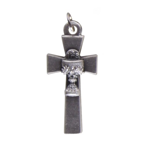 COMMUNION SILVER CHALICE CROSS 45mm