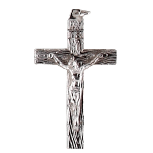 CRUCIFIX SILVER WOOD LOOK 45MM **Limited Stock**