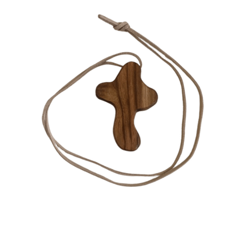WOODEN CROSS ON CORD 6.5CM