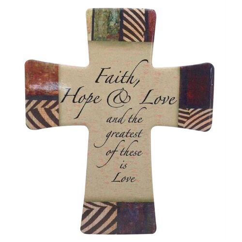 Porcelain Cross - Faith Hope Love