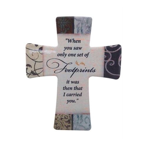 PORCELAIN CROSS - FOOTPRINTS