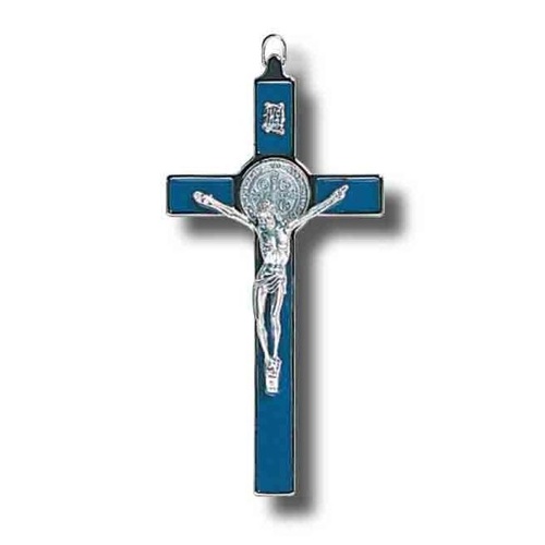 ST BENEDICT CRUCIFIX METAL BLUE 20cm
