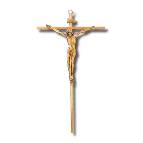 CRUCIFIX WALL BRASS 49cm X 28cm