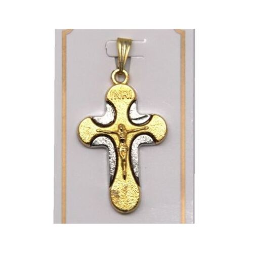 CRUCIFIX TWO-TONE SILVER AND GOLD 30MM