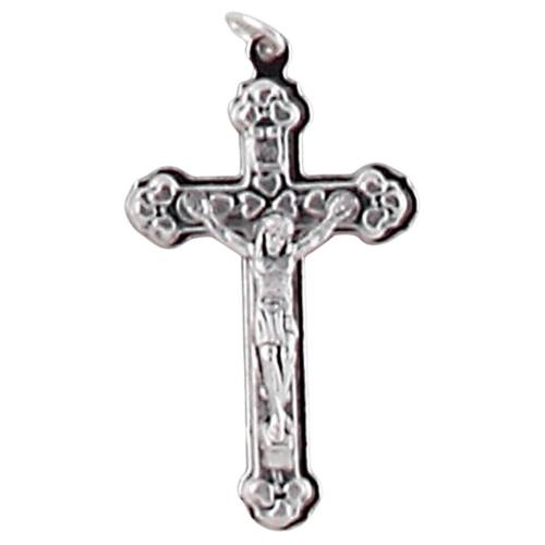 CRUCIFIX PENDANT TREFOIL SILVER 37MM