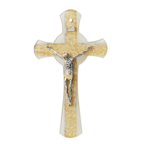 MURANO GLASS CRUCIFIX - GOLD 250MM