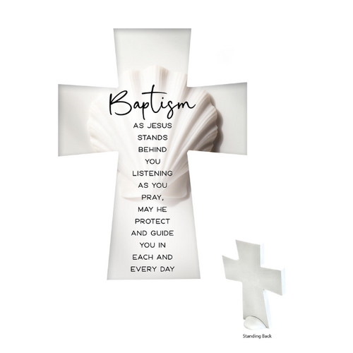 CERAMIC STANDING CROSS - BAPTISM