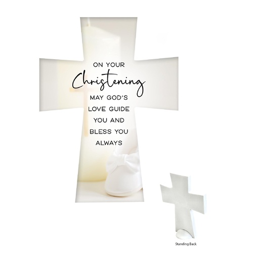 CERAMIC STANDING CROSS - CHRISTENING