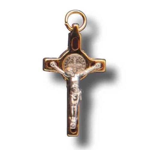 CRUCIFIX ST BENEDICT SMALL BRASS BOXED