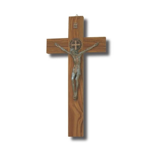 CRUCIFIX ST BENEDICT OLIVE WOOD 40cm