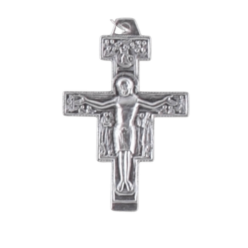CRUCIFIX ST DAMIANO SILVER 45MM