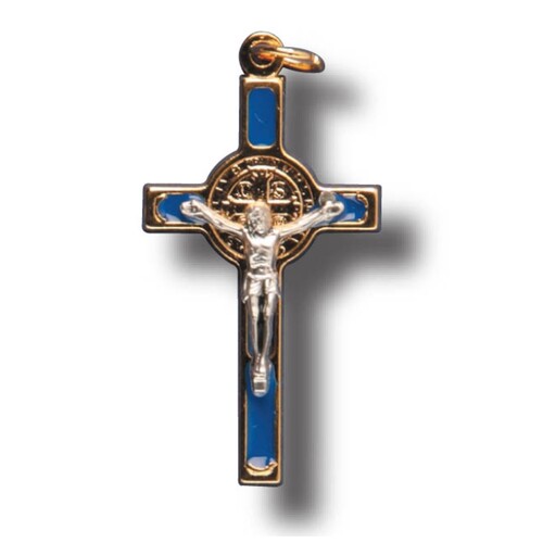 CRUCIFIX ST BENEDICT GOLD ASSORTED COLOURS 4CM
