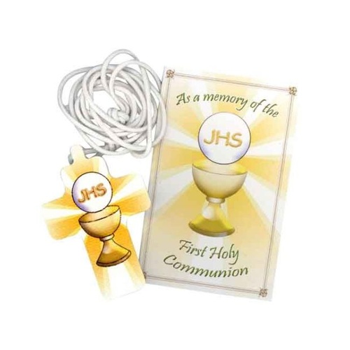 COMMUNION CROSS PENDANT ON CORD