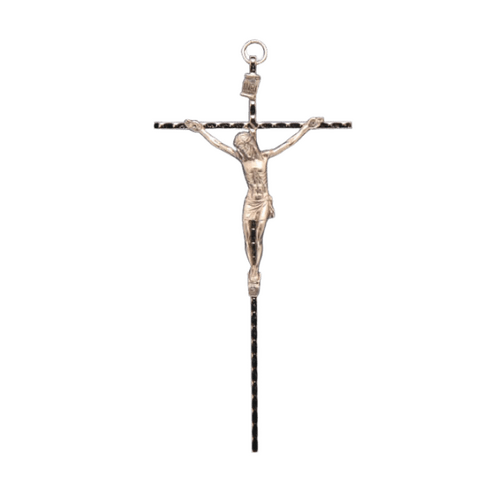 CRUCIFIX WALL METAL SILVER 18cm X 9cm