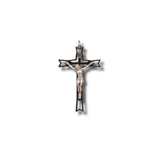 CRUCIFIX WALL SILVER METAL 13cm X 8cm
