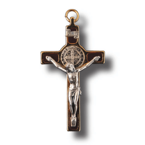 CRUCIFIX ST BENEDICT GOLD  60 X 30MM    
