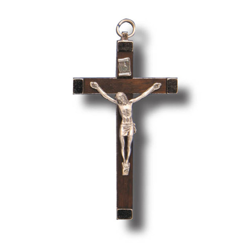 CRUCIFIX BROWN METAL WALL 11cm X 6.5cm