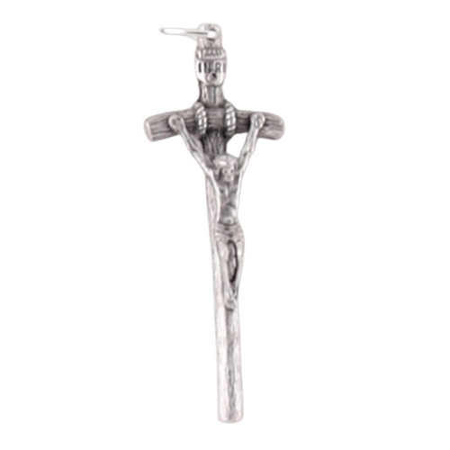 CRUCIFIX POPE SILVER 47MM