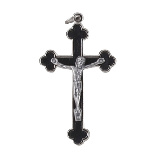CRUCIFIX ENAMEL BLACK 60MM             