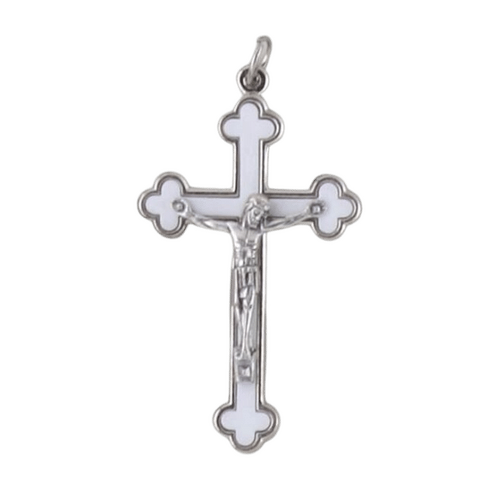 CRUCIFIX ENAMEL WHITE 60MM                   