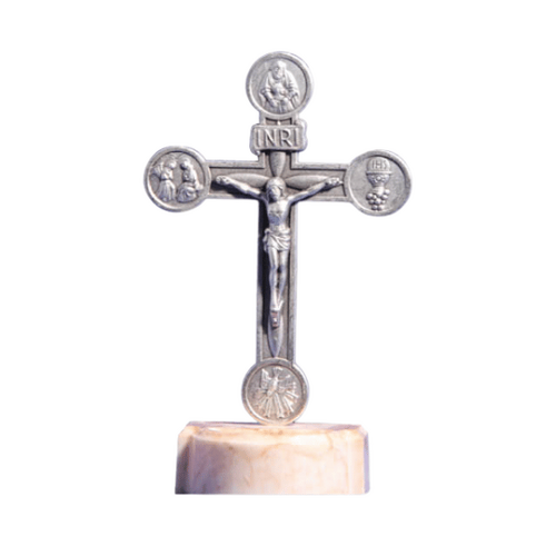 CRUCIFIX METAL WITH WATER FONT 11cm X 7cm