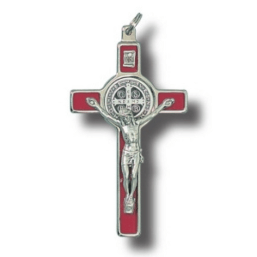 ST BENEDICT CRUCIFIX RED 80 X 45MM BOXED