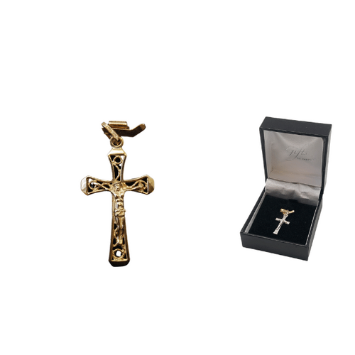 CRUCIFIX 9KT GOLD FILIGREE CROSS 31mm