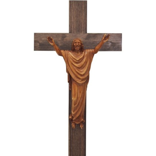CRUCIFIX WOOD RISEN CHRIST 30cm X 17cm