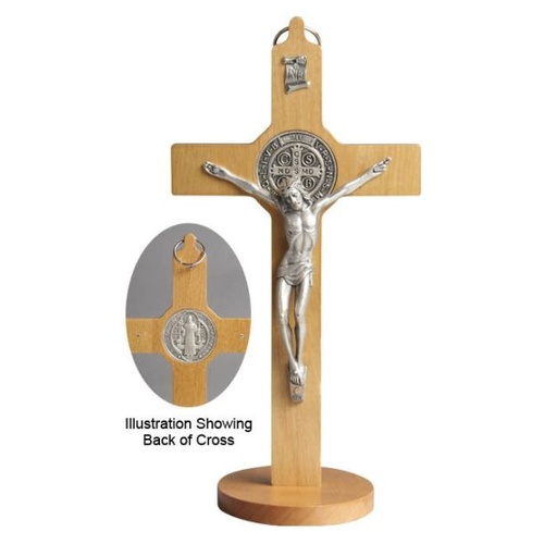 CRUCIFIX ST BENEDICT STANDING LIGHT 20cm X 10cm