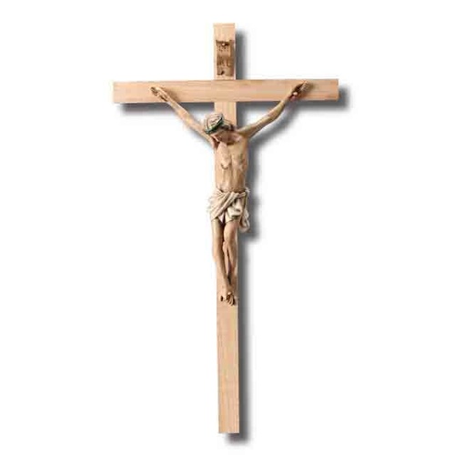 WALL CRUCIFIX HAND PAINTED RESIN CORPUS 48cm x 27cm