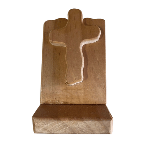 Wooden  Cut Out Cross on Stand
