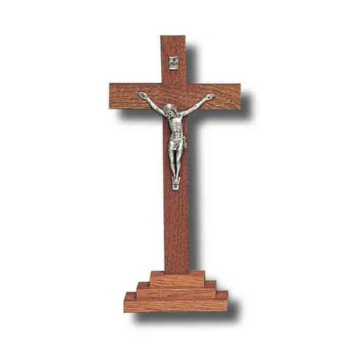 STANDING CRUCIFIX WOOD 23cm X 11cm