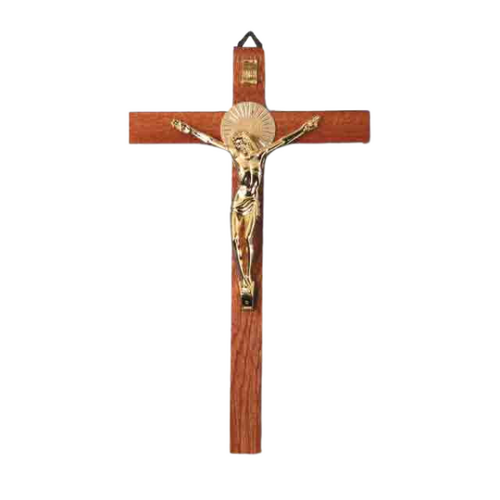 CRUCIFIX WOOD GOLD 25cm X 15cm