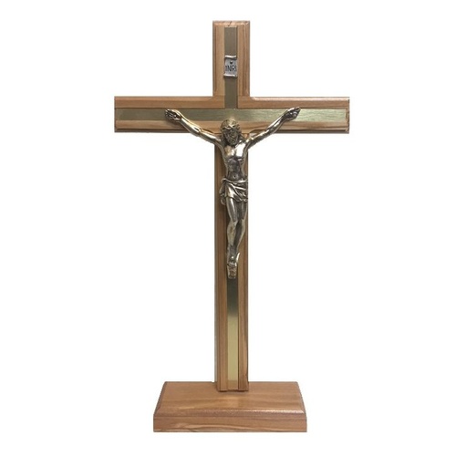 STANDING CRUCIFIX OLIVE WOOD 30cm X 18cm