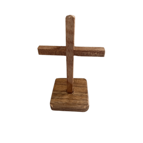 SMALL WOODEN STANDING CROSS 9CM